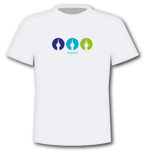 T-Shirt Herren grau-meliert, turmstoff-Logo blau/cyan/grün